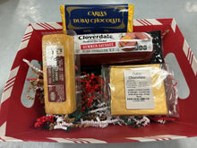 Load image into Gallery viewer, Dubai Chocolate Gift Pack.  Dubai Chocolate, Cloverdale Shelf Stable Summer Sausage, Hunters Reserve Shelf Stable Smoked Swiss Cheese
