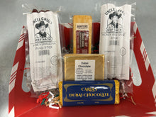 Load image into Gallery viewer, Dubai Chocolate Bars with Uncle Greg's Beef Sticks and Cheese Gift Pack 2025