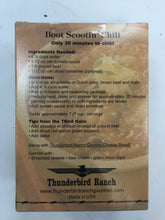 Load image into Gallery viewer, Thunderbird Ranch Boot Scootin Chili Mix Back Label