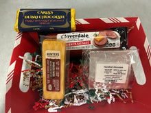 Load image into Gallery viewer, Dubai Chocolate Gift Pack.  Dubai Chocolate made with Hazelnut Spread instead of Pistachio as well as one with dark chocolate and Hazelnut Chocolate, Cloverdale Shelf Stable Summer Sausage, Hunters Reserve Shelf Stable Smoked Swiss Cheese
