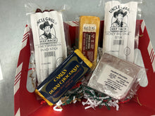 Load image into Gallery viewer, Dubai Chocolate Gift Pack.  2 Dubai Chocolate Bars with Hazelnut Spread, 2 Packs of Uncle Greg&#39;s Beef Snack Sticks and Hunter&#39;s Reserve Smoked Cheese
