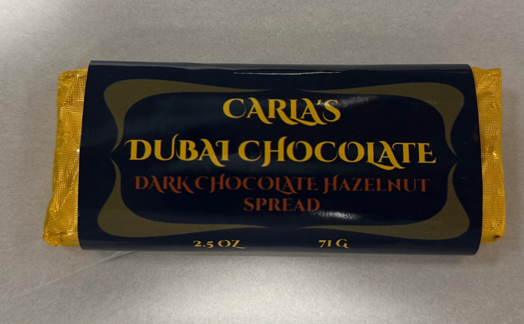 Carla's Dubai Chocolate - Dark Chocolate Hazelnut $6.99 a bar