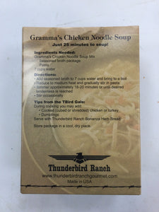 Thunderbird Ranch Gramma's Chicken Noodle Soup Mix Back Label