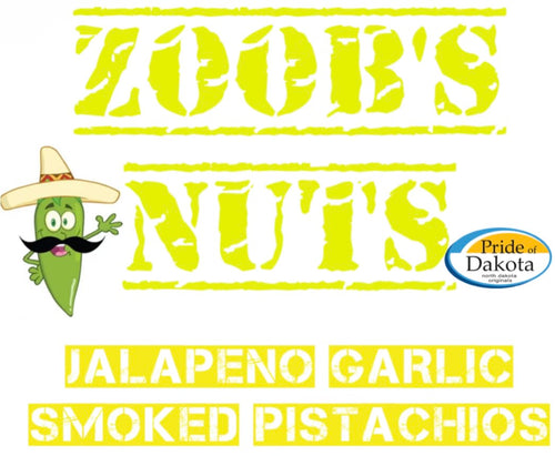 Zoobs Nuts Jalapeno Garlic Smoked Pistachios Label